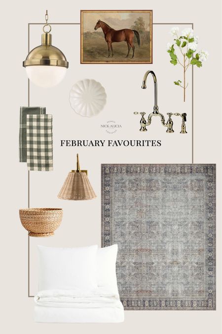February has unfolded as a month full of memorable family adventures and exciting home upgrades. Today, we're thrilled to delve into the highlights of February, featuring our top-performing links from the month and a preview of the projects that have us eagerly anticipating the arrival of spring.

Brass globe pendant, vintage equestrian art, faux spring flowers, faux snowball flowers, scalloped dish, green checkered kitchen towels, brass bridge faucet, brass sconce wicker shade, rattan footed bowl, Wynter Loloi rug, white linen bedding


#LTKhome #LTKSeasonal
