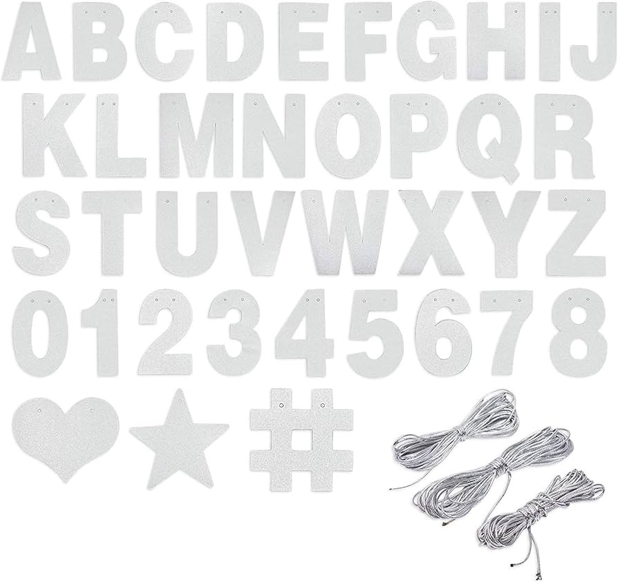 130 Piece DIY Silver Glitter Make Your Own Banner Kit with Letters, Numbers, and Symbols (5 Inch ... | Amazon (US)