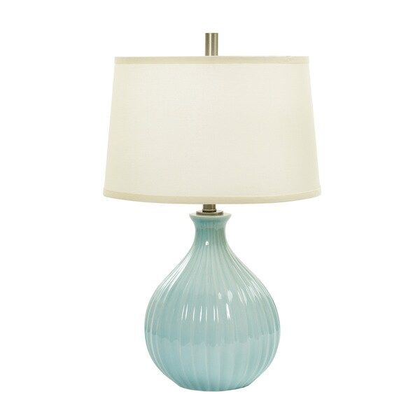 26-inch Spa Blue Crackle Ceramic Table Lamp w/Ripple Design | Bed Bath & Beyond