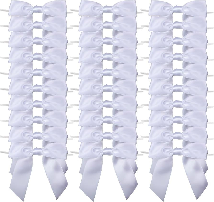 7Rainbows 30pcs Boutique 2.5" White Satin Ribbon Twist Tie Bows for Tying Up Packages Gift Wrappi... | Amazon (US)