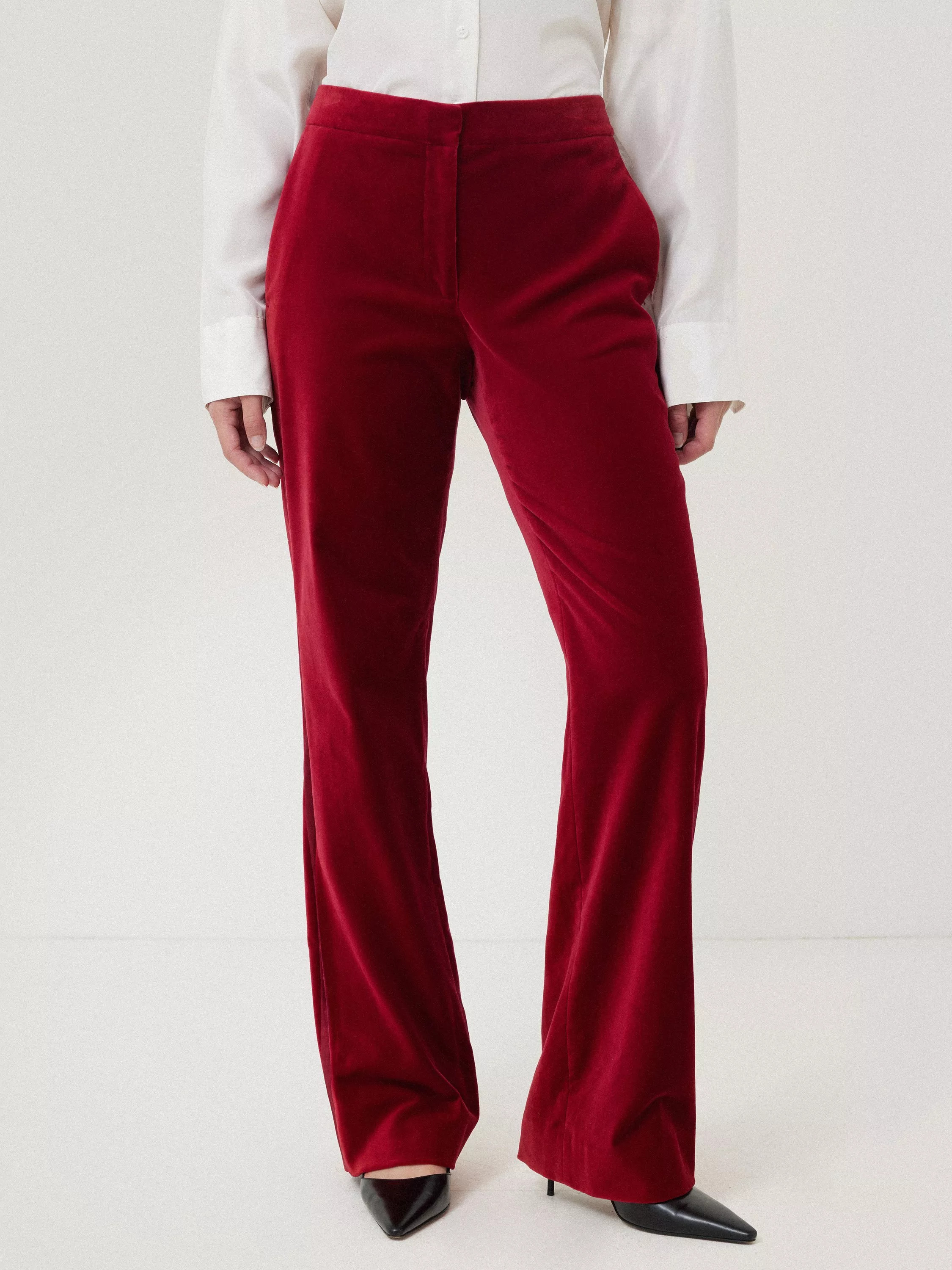JigsawMason Velvet Tailored Trousers, Red, 16 | John Lewis (UK)