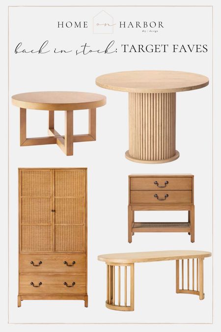 Fluted pedestal dining table, vintage looking nightstands & woven cabinet, round and oval coffee tables back in stock at Target. 

#LTKhome