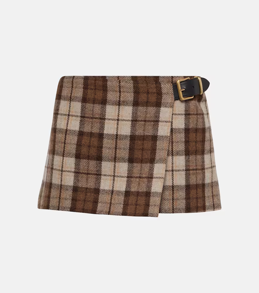 Miu Miu Checked low-rise wool-blend miniskirt | Mytheresa (UK)