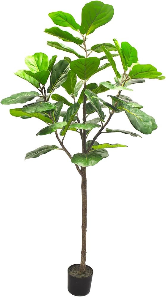 Nafresh Faux Fiddle Leaf Fig Tree，6.00Ft(72”) Potted Artificial Fiddle Leaf Fig Tree, Fig Tre... | Amazon (US)
