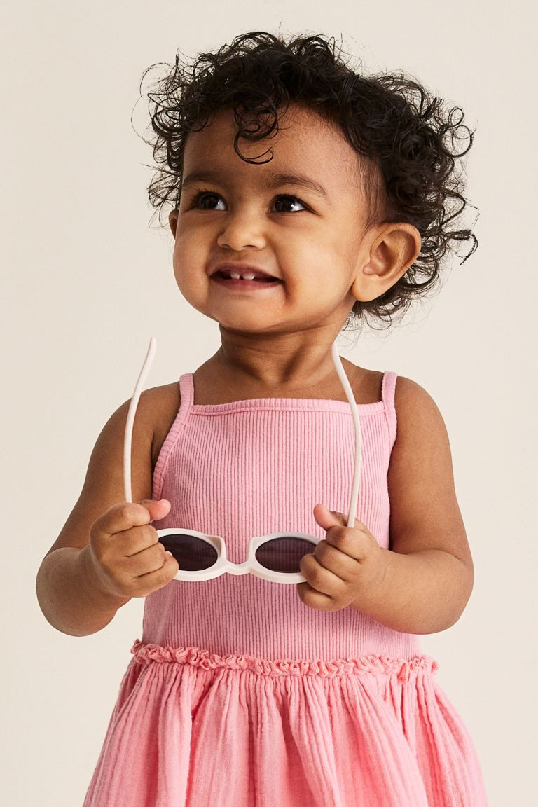 Sleeveless Cotton Dress - Square Neckline - Sleeveless - Pink - Kids | H&M US | H&M (US + CA)