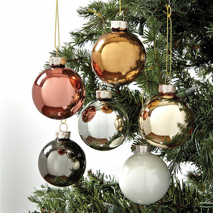 Mixed Metals Glass Ornaments - Set of 12 | Ballard Designs | Ballard Designs, Inc.