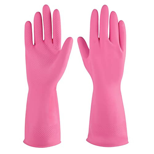 IUCGE Rubber cleaning gloves pink 3 Pairs for Household,Reuseable dishwashing gloves for Kitchen.(3,Medium) | Amazon (US)