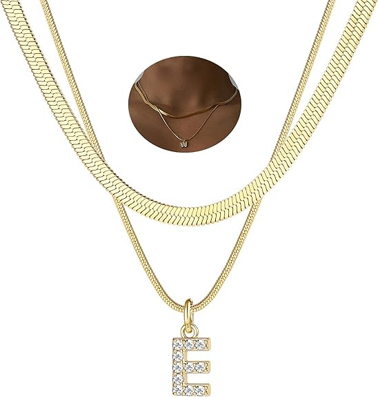 FIBO STEEL 18K Gold Plated Snake Chain Necklace for Women Herringbone Choker Necklaces Double Lay... | Amazon (US)