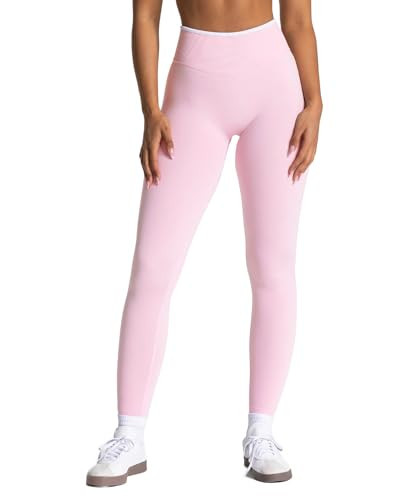 HAODIAN Women Butt Lifting Leggings Seamless Tummy Control Gym Leggings Contrast Color Yoga Pants Light Pink, XL | Amazon (US)