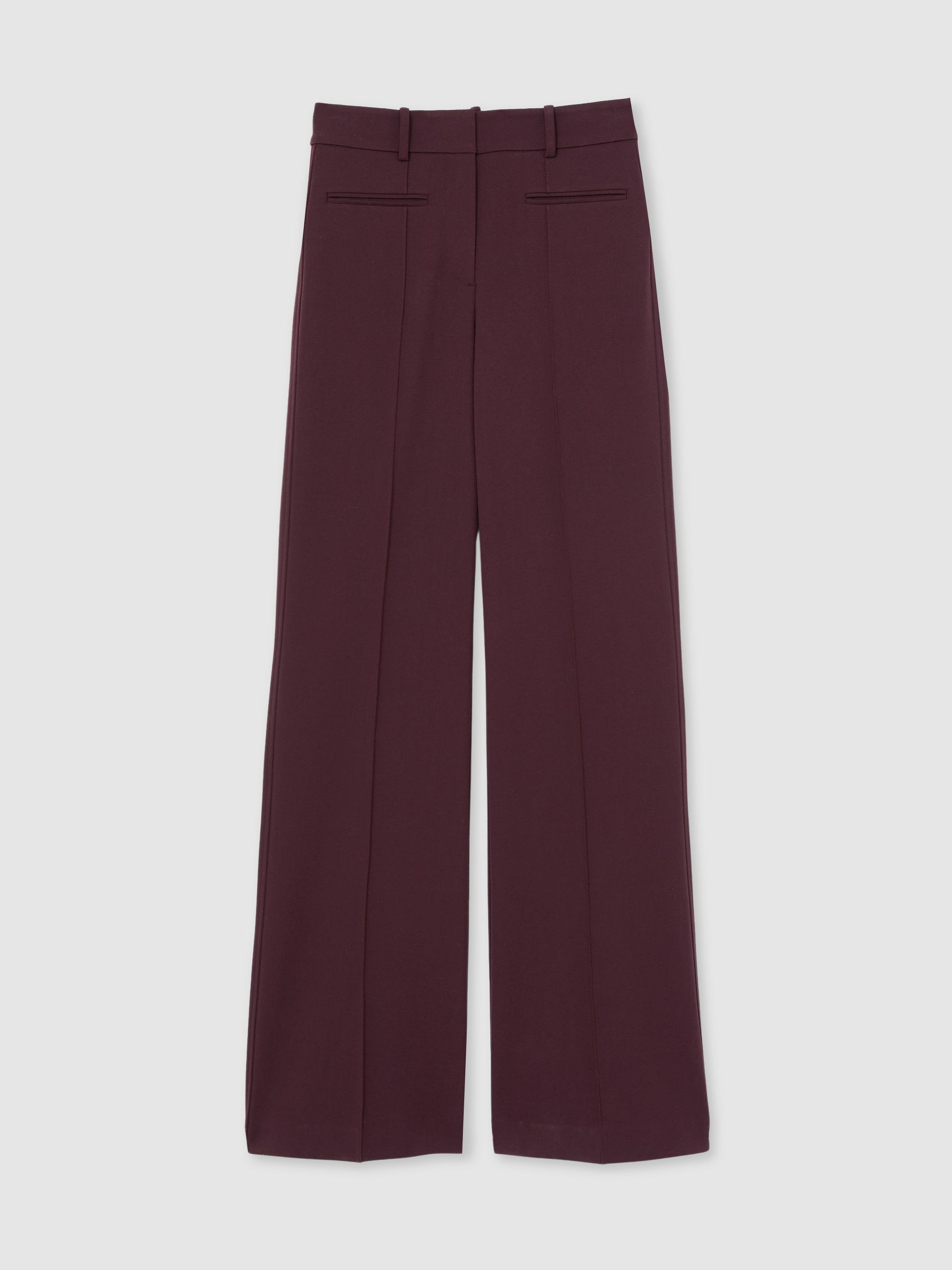 Reiss High Rise Flared Trousers in Burgundy | REISS | Reiss US