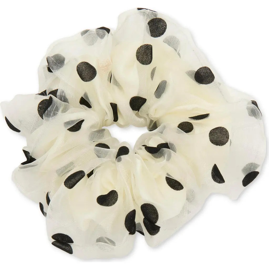 Lele Sadoughi Oversized Polka Dot Scrunchie in Ivory 100 at Nordstrom | Nordstrom