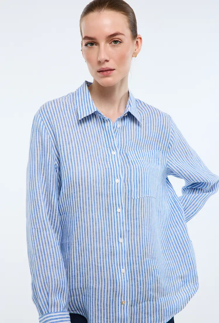 Chemise manches longues rayée en lin | Monoprix Mode