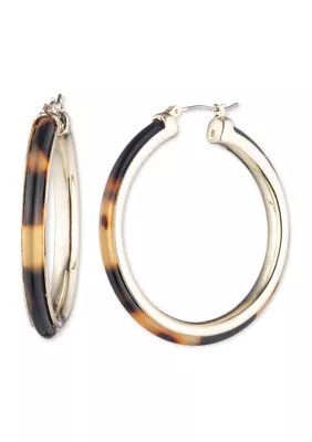 Lauren Ralph Lauren Gold Tone Tortoise Large Hoop Earrings | Belk