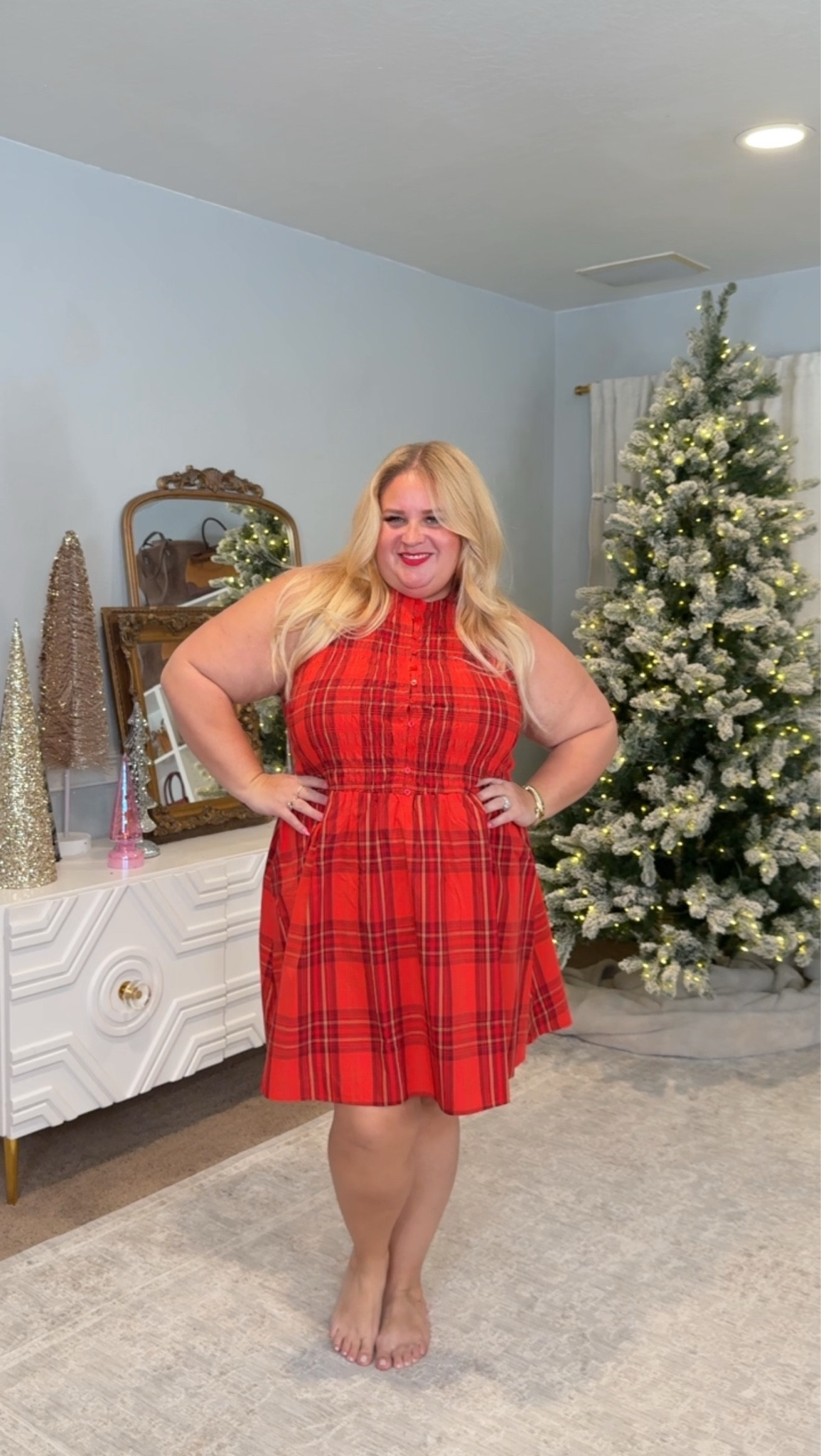 The easiest Christmas dress if you want to look festive without dealing with layers.

This red plaid is soft, lightweight, and comfortable. The smocking at the waist gives shape without squeezing, and it moves really well. Pair it with flats or boots depending on how dressed up you want to be.

Dress size XXL

Cute, classic, and zero effort.

#LTKHoliday #LTKFindsUnder50 #LTKPlusSize