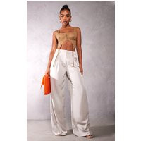 Light Grey Woven Tailored Wide Leg Pants | PrettyLittleThing US