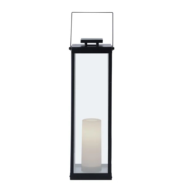 La Sal Black Battery Powered Integrated LED Outdoor Lantern with Electric CandleSee More by Real ... | Wayfair Professional