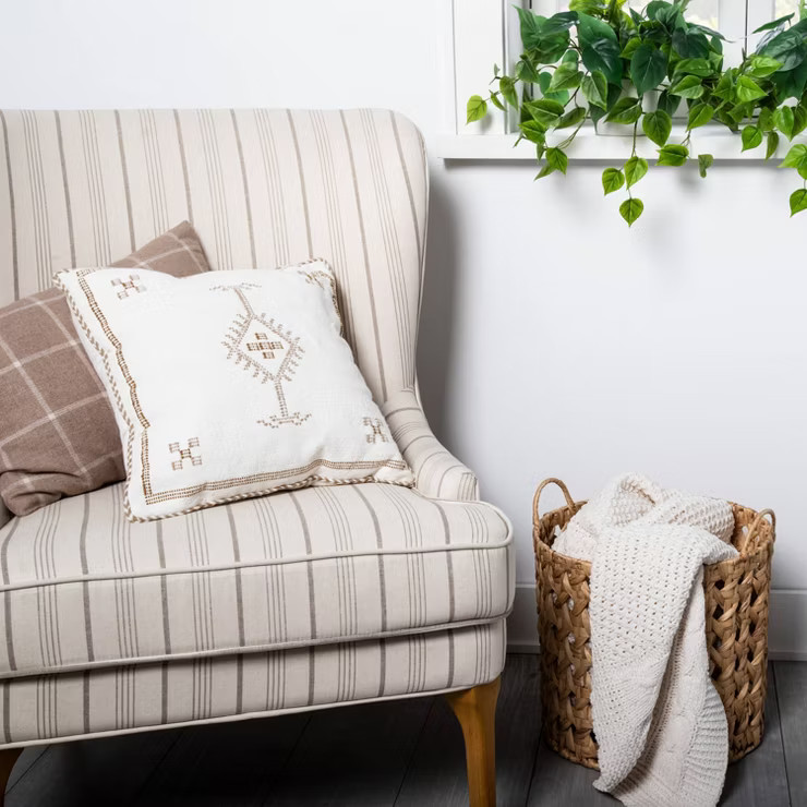 Woven Natural Decorative Cane Pattern Floor Basket - Threshold™ | Target