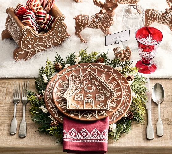 Gingerbread House Stoneware Appetizer Plates - Set of 4 | Pottery Barn (US)
