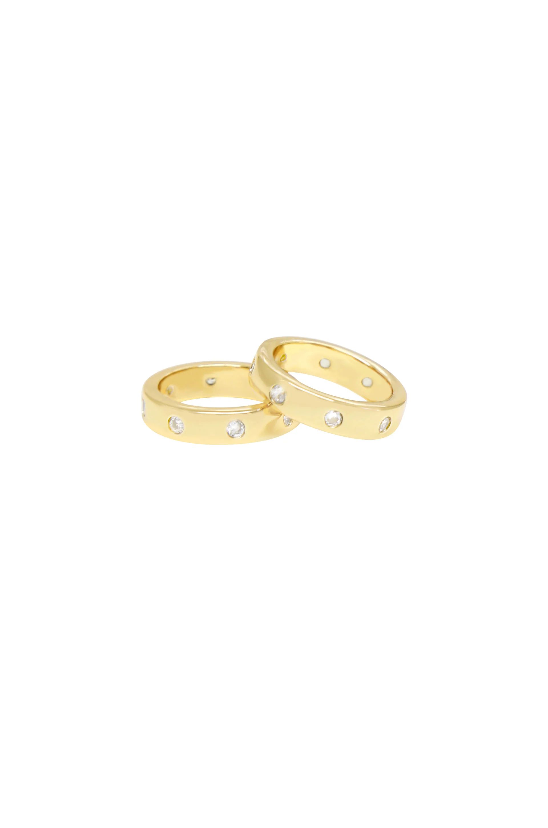 Kingsman Crystal Dotted 18k Gold Plated Band Ring Set | Ettika