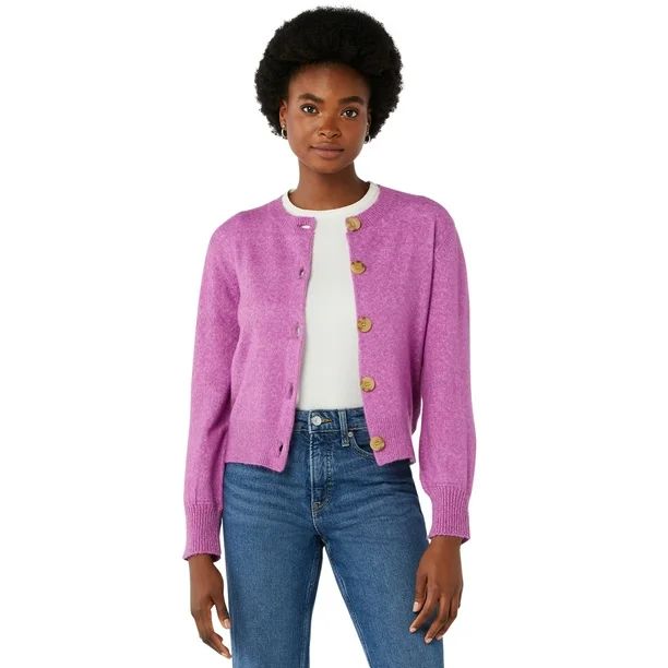 Free Assembly Women’s Cropped Cardigan Sweater with Blouson Sleeves | Walmart (US)