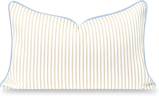 Hofdeco Premium Coastal Hampton Patio Indoor Outdoor Lumbar Pillow Cover Only, 12"x20" Water Repe... | Amazon (US)