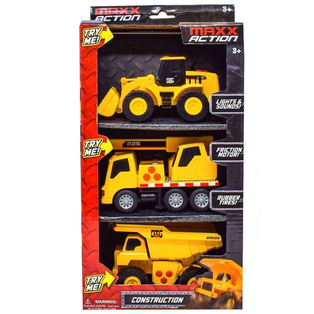 Maxx Action Mini Construction Lights & Sounds Vehicles – Front End Loader, Excavator and Dump T... | Target