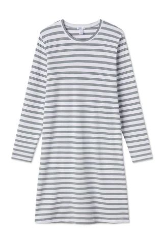 Pima Long Sleeve Weekend Nightgown in Conifer Stripe | Lake Pajamas
