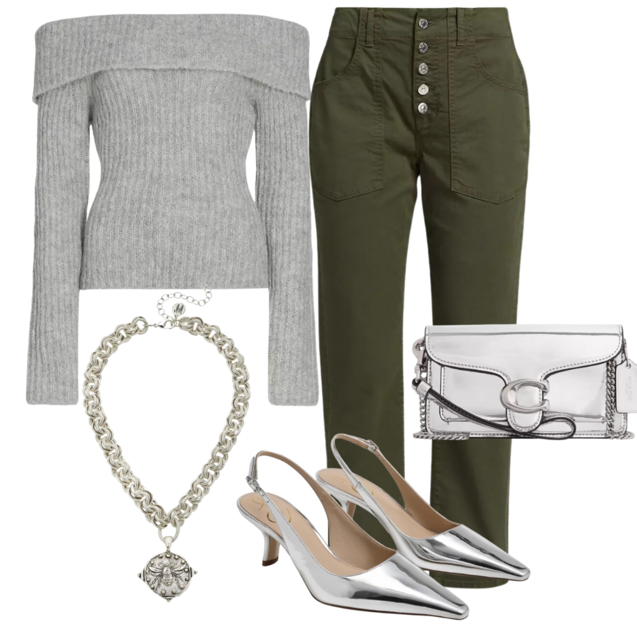 Grey and olive have joined forces for an updated out to dinner look with some on trend silver accessories!!

#LTKOver40 #LTKSeasonal #LTKStyleTip