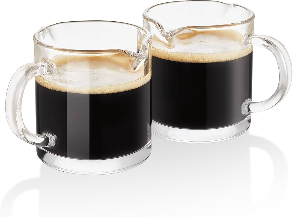 Ackers Espresso Cups Set of 2, 4 OZ Double Spouts Cups, Milk Cup with Handle, Clear Glass | Amazon (US)