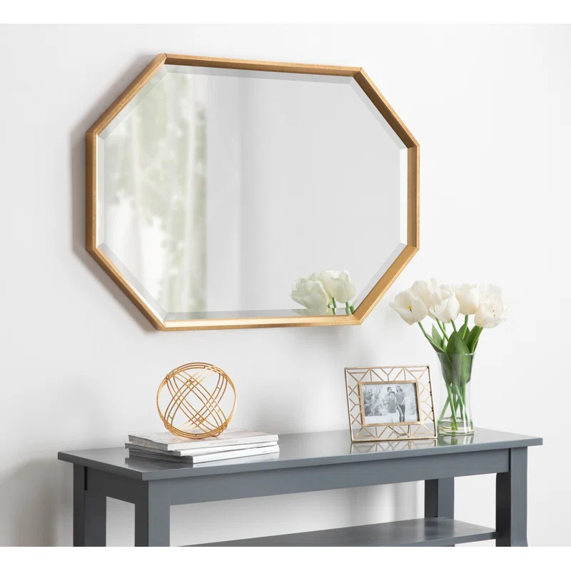 Kate and Laurel Calter Large Elongated Octagon Frame Wall Mirror, 25.5 x 37.5, Black | Wayfair North America