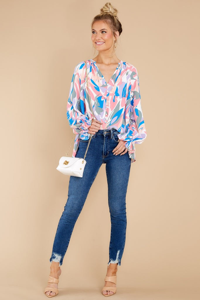 Bold And Beautiful Blue Multi Print Top | Red Dress 