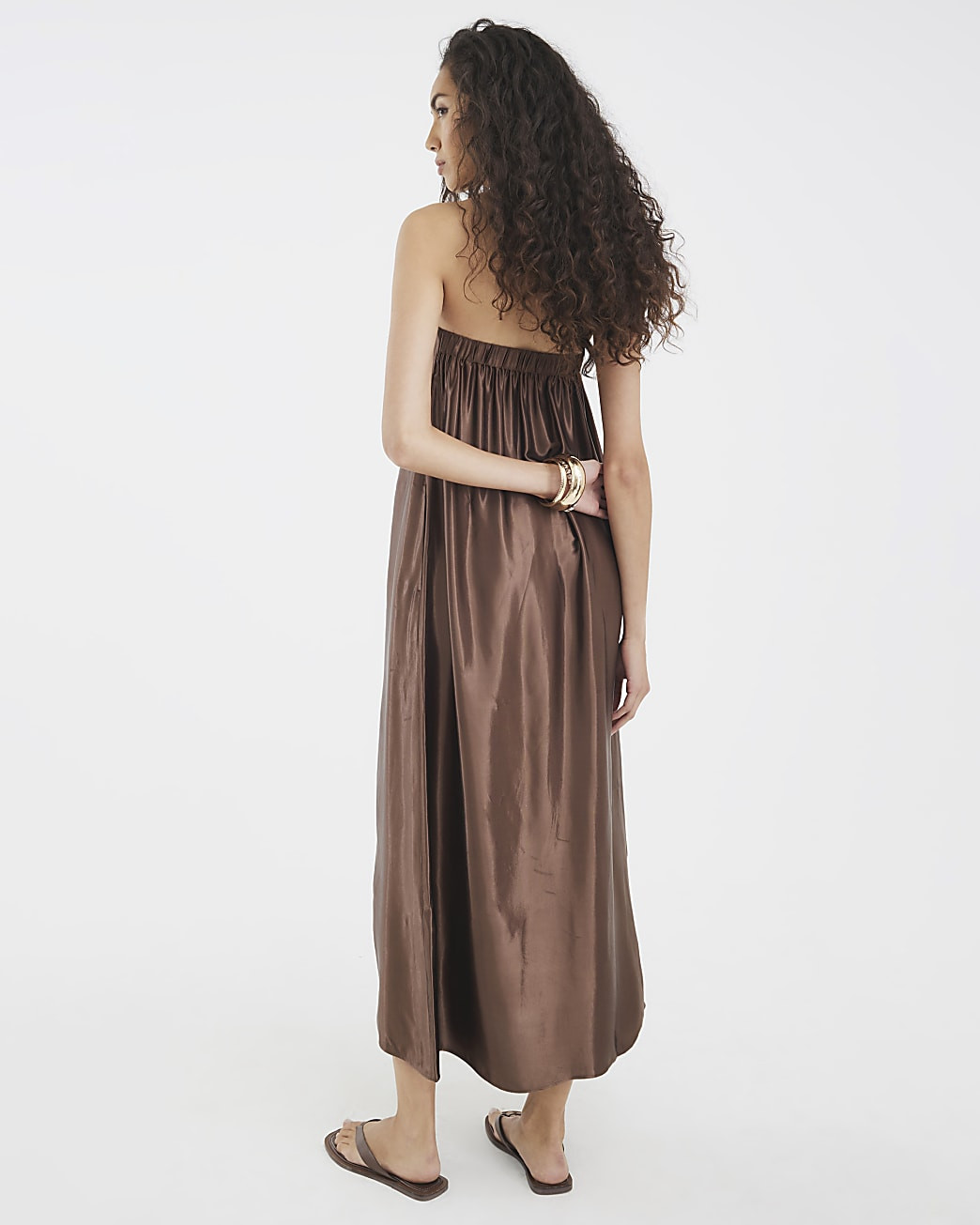 Brown Bandeau Maxi Dress | River Island UK & IE
