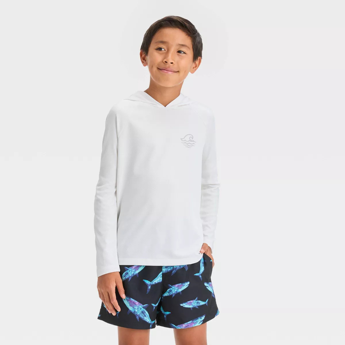 Boys' Long Sleeve Wave Hooded Rash Guard Top - art class™ | Target