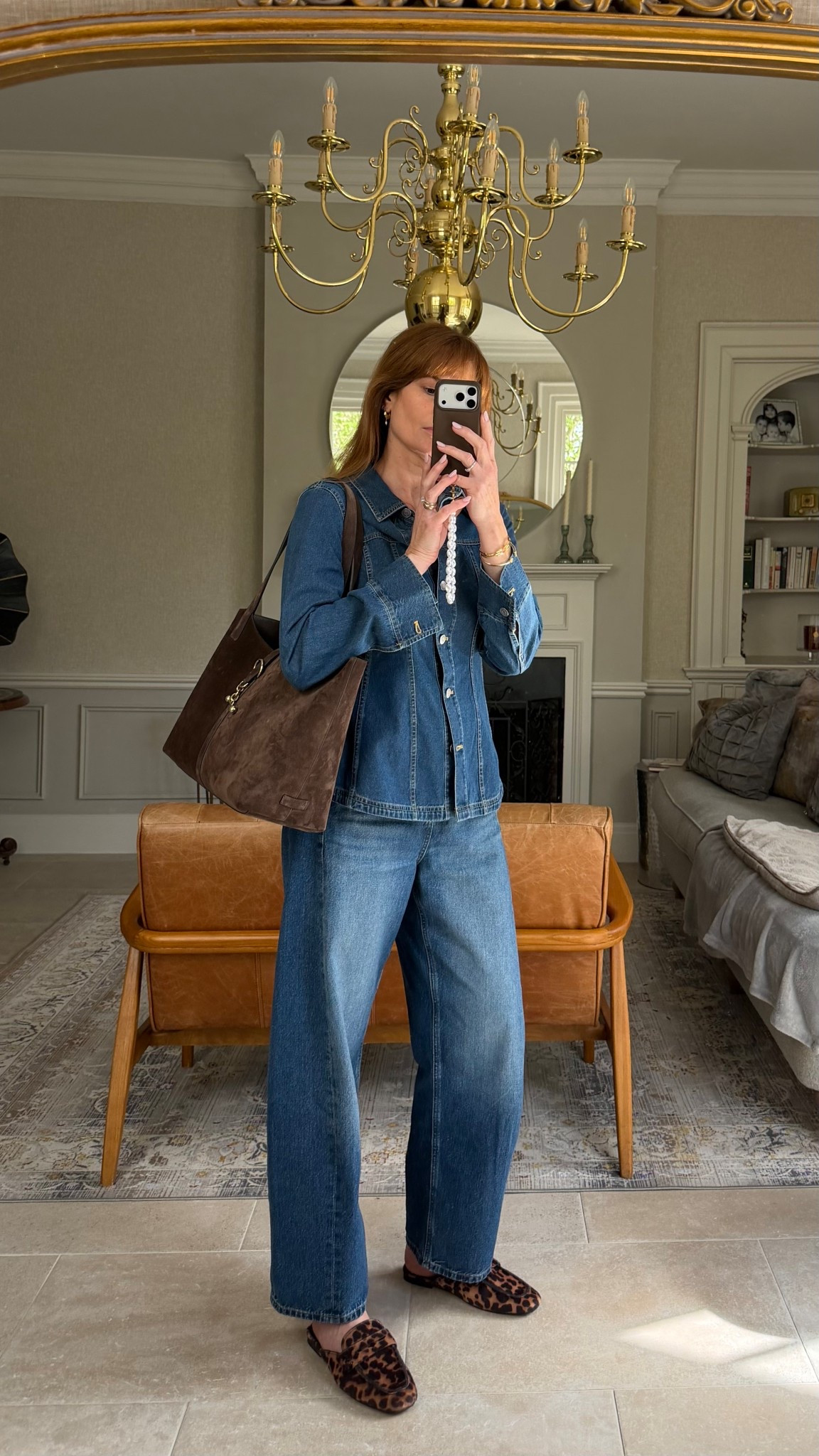 Double denim 
Denim shirt
Barrel jeans
Leopard print mules
Strathberry Tote

#LTKuk #LTKspring #LTKbag