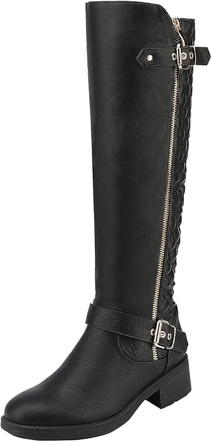 DREAM PAIRS Women's Knee High Boots Wide Calf Low Heel Riding Boots Fall Tall Boots for Women | Amazon (US)