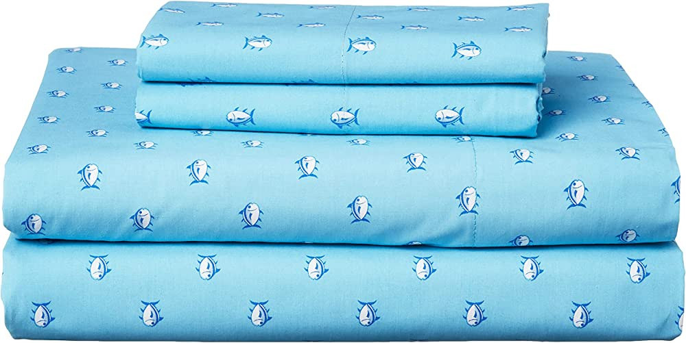Southern Tide Printed Cotton Sheet Blue Topaz, King | Amazon (US)