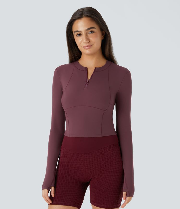 Damen Softlyzero™ Plush Golf-Sportoberteil mit halblangem Reißverschluss und Daumenloch - Hala... | Halara - DE