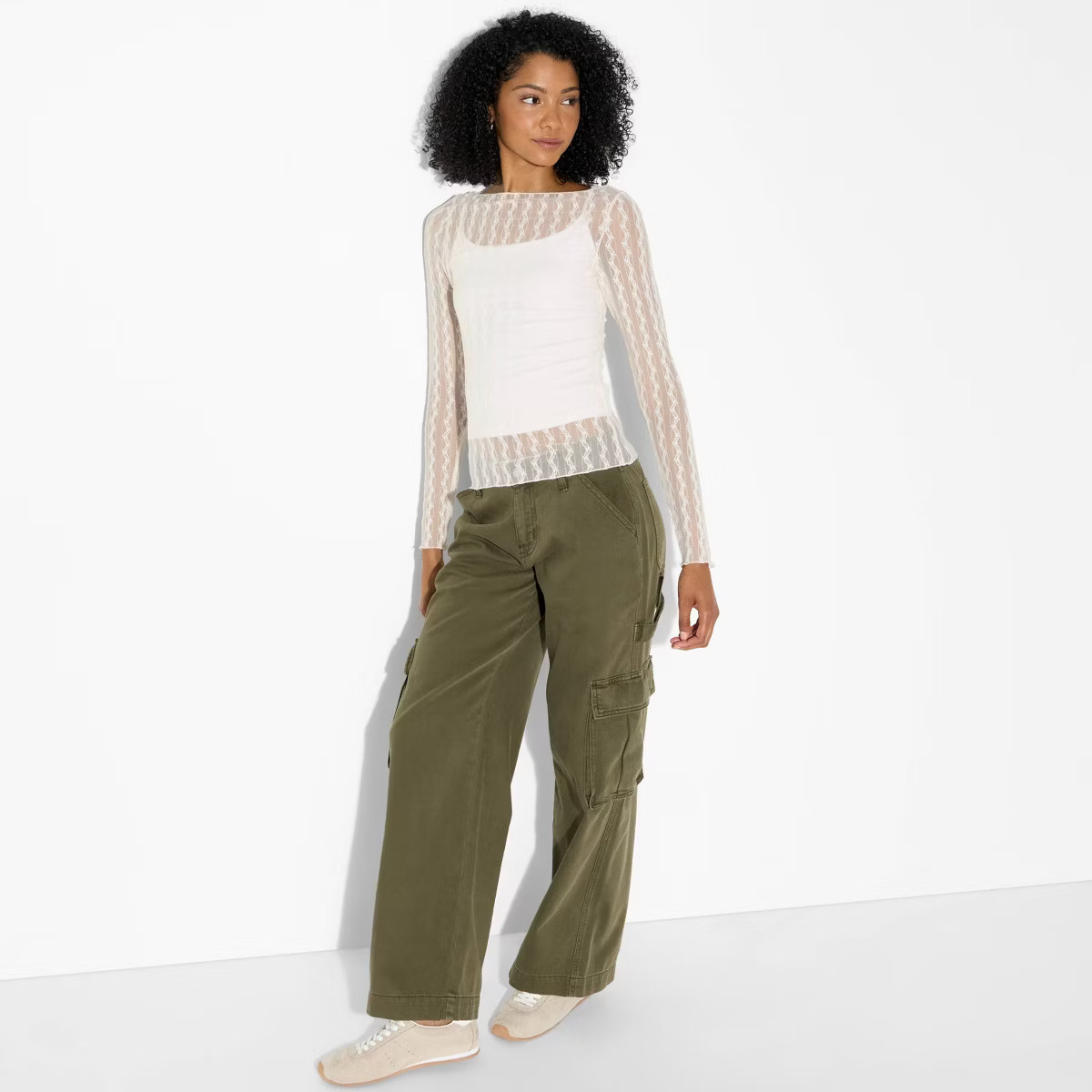 Women's Long Sleeve Boat Neck Henley Shirt - Wild Fable™ Ivory XS | Target