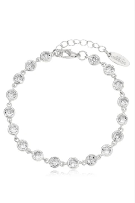 Everyday Crystal Link Bracelet - Clear Crystal with Silver Plating / One Size | Ettika