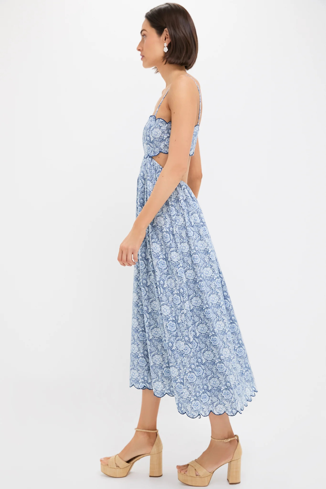 Blue Medallion Floral Estelle Scalloped Dress | Tuckernuck (US)