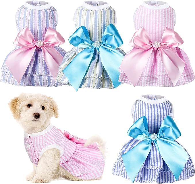 4 Pieces Dog Dresses for Small Medium Dogs Puppy Clothes Summer Princess Pet Dresses Girl Female ... | Amazon (US)