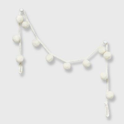 6ft Pom Pom Christmas Garland with Braided Rope Ivory - Wondershop™ | Target