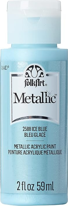 FolkArt Metallic Acrylic Paint in Assorted Colors (2 Ounce), 2588 Metalic Ice Blue | Amazon (US)