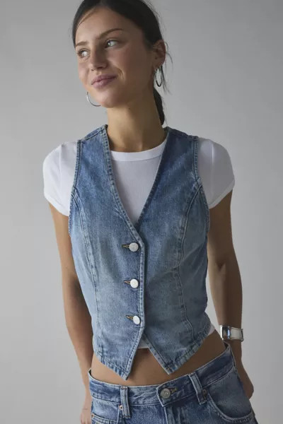 BDG Natasha Denim Button-Front Vest Top | Urban Outfitters (US and RoW)