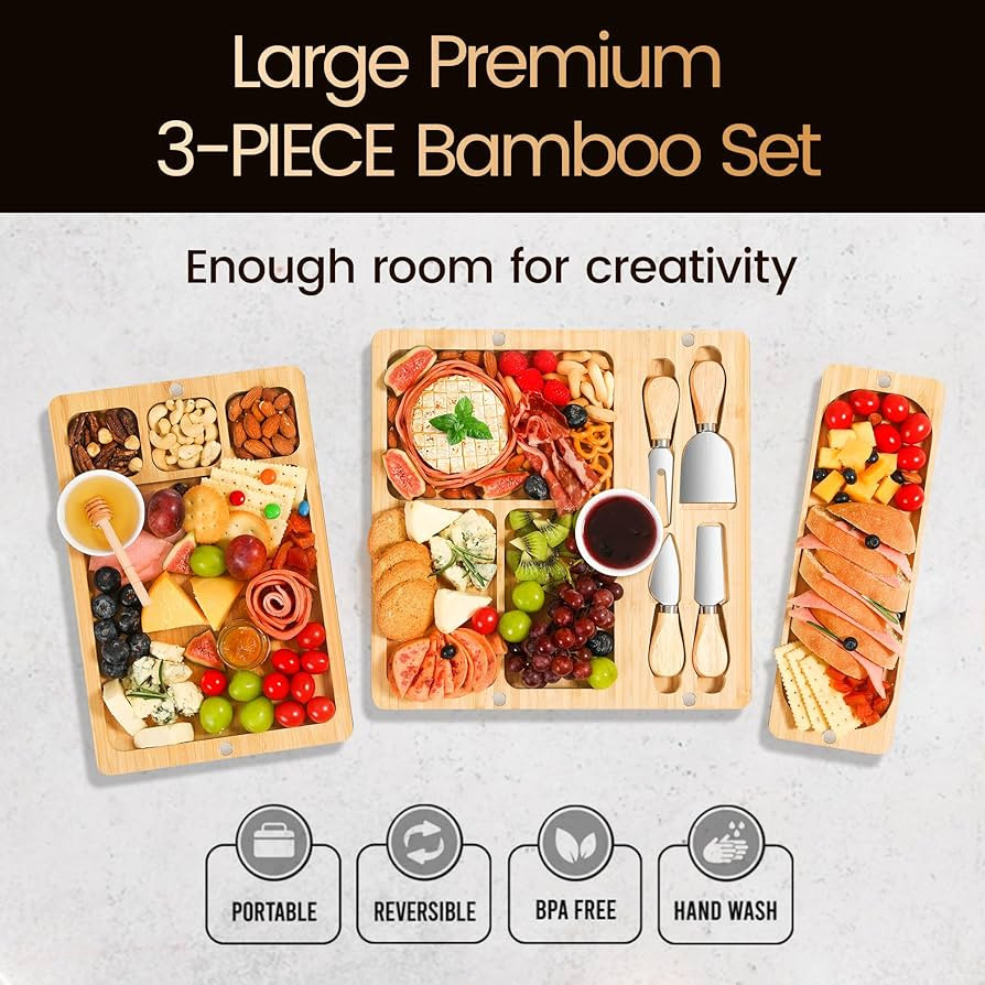 Charcuterie Boards Gift Set 25.2"×12.6", Large Cheese Board with Knife Set - Unique White Elepha... | Amazon (US)