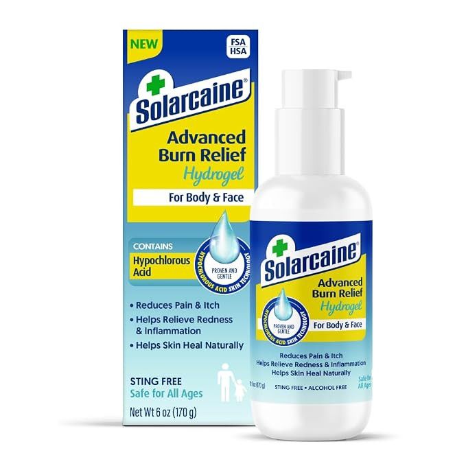 Solarcaine Advanced Cooling Hydrogel, Hypochlorous Acid, 6 oz Gel | Amazon (US)