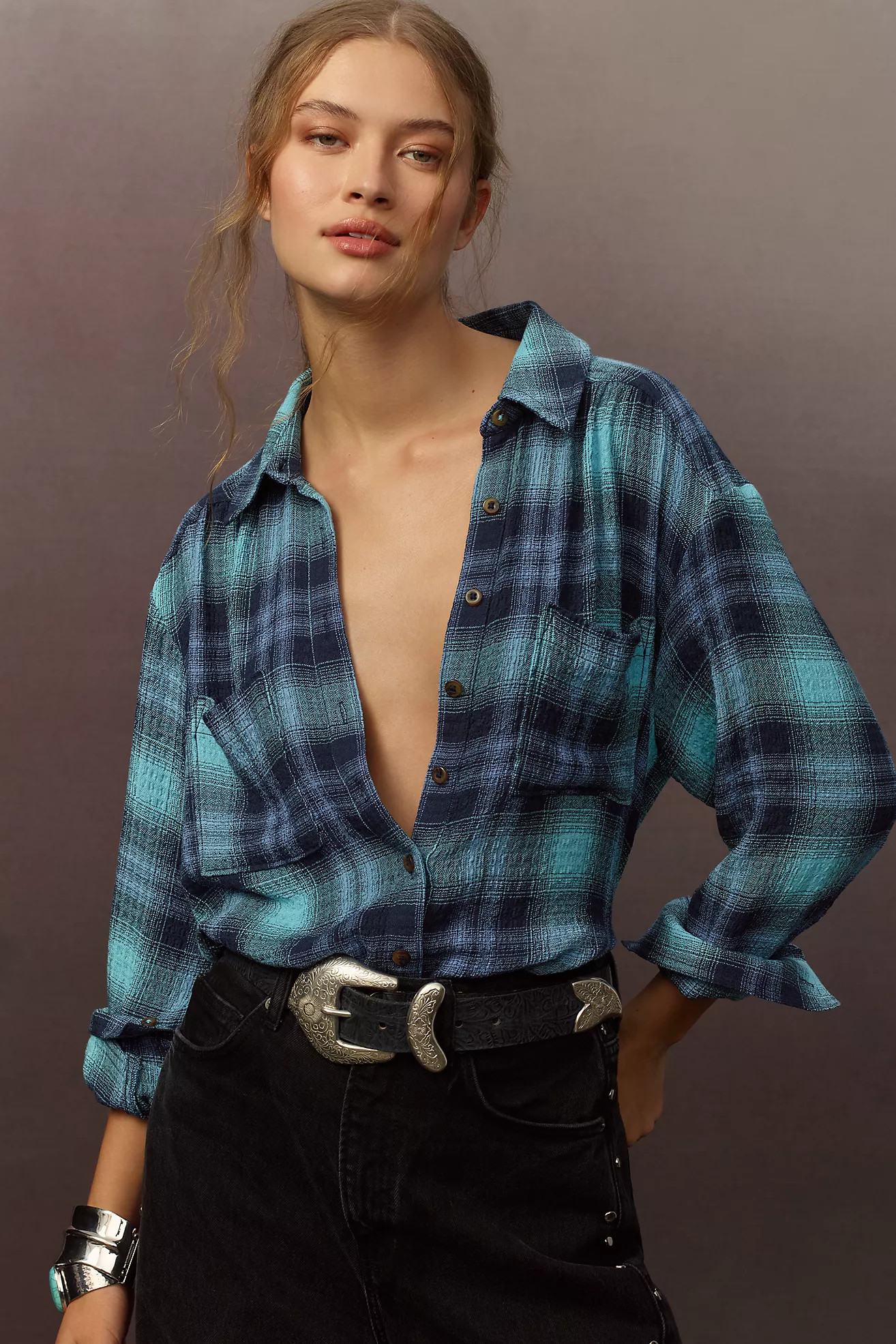 The Hadley Relaxed Plaid Buttondown Shirt by Pilcro​ | Anthropologie (US)