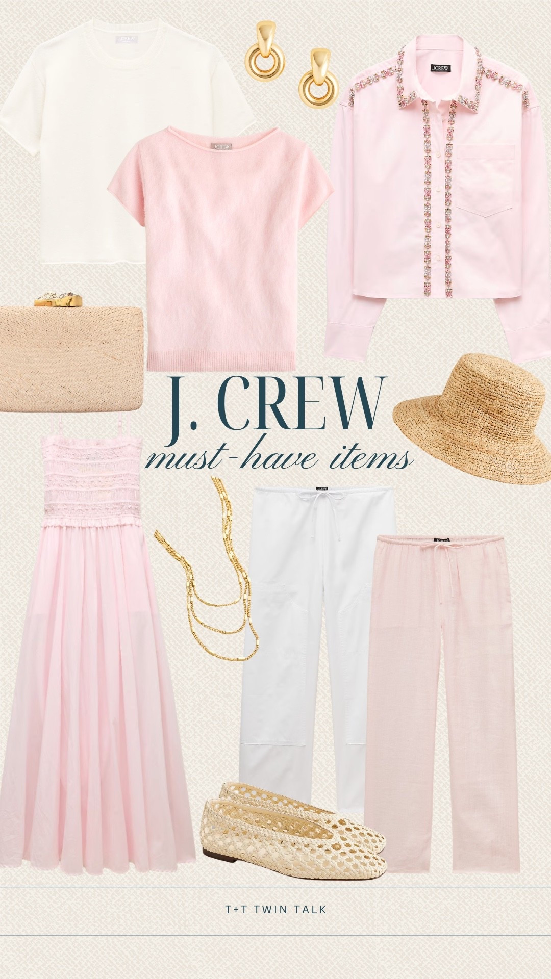 We picked these J.Crew pieces with soft pinks, crisp whites, and woven textures to keep the look balanced. The tops pair easily with the trousers or skirt while the gold jewelry and straw accessories tie everything together. It’s perfect for brunch, vacation days, or a casual afternoon out.


#LTKMidsize #LTKOver40 #LTKSeasonal