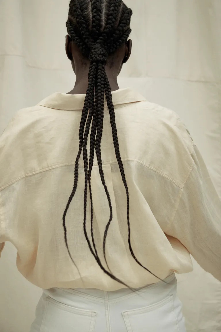 Linen Shirt - Long sleeve - Long - Pale yellow - Ladies | H&M US | H&M (US + CA)