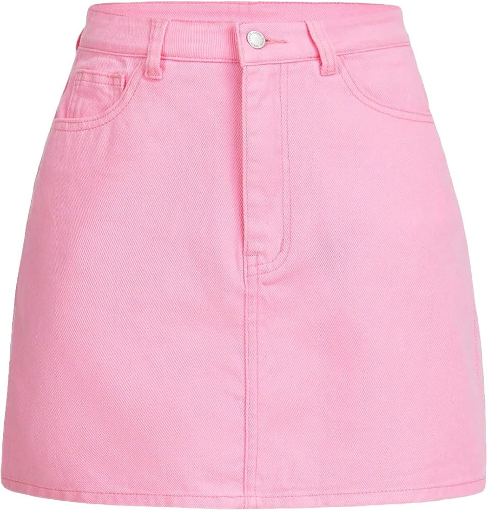 Floerns Women's Causal High Waist Raw Hem Pocket Denim Jean Short Skirt | Amazon (US)